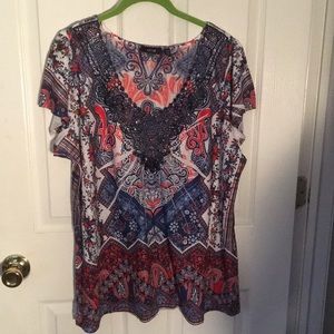 NEVER WORN- Red, White and Blue blouse